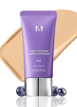 MISSHA M PERFECT COVER SERUM BB CREAM No.25 Warm Beige - Medium with Warm Undertone, Skin Tint, Tinted Moisturizer, Skin Care Foundation Makeup, Superfood Complex, Glass Skin, Korean Makeup,1.18 Fl oz
