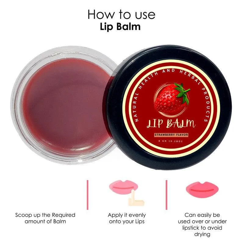 Natural Health and Herbal products Exotic Strawberry Fusion Lip Revitalizer Soft Lips Natural Liptint bibirkering 12 Hrs Miniaturization, Long Lasting, Romantic, Kissable, Smooth Enriched, LipCare- 8g