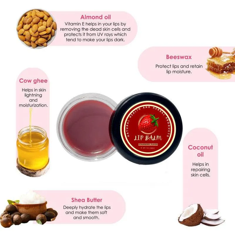 Natural Health and Herbal products Exotic Strawberry Fusion Lip Revitalizer Soft Lips Natural Liptint bibirkering 12 Hrs Miniaturization, Long Lasting, Romantic, Kissable, Smooth Enriched, LipCare- 8g