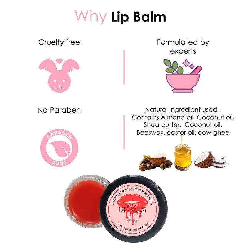 Natural Health and Herbal products Juicy Water-Melon Delight Lip Balm: Keep Your Lips Fresh Hydrated Moisturization 12 Hrs Miniaturization, Long Lasting, Romantic, Kissable, Smooth Enriched, Care- 8g