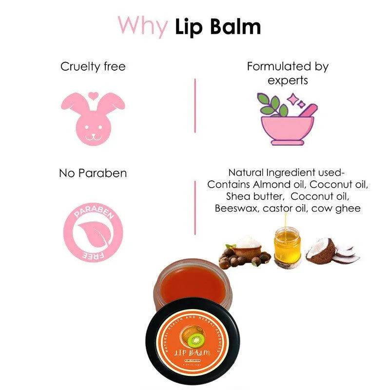 Natural Health and Herbal products Zesty Kiwi Delight Lip Butter - Nourish & Protect bright Lips Orange Color 12 Hrs Miniaturization, Long Lasting, Romantic, Kissable, Smooth Enriched, Lip Care- 8g