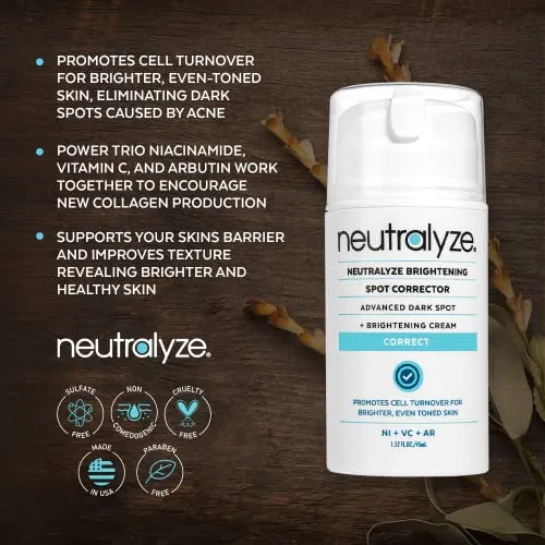 Neutralyze Brightening Dark Spot Remover for Face - Maximum Strength Dark Spot Corrector, Brightening Serum & Fade Cream - Melasma Treatment for Face with Vitamin C, Niacinamide & Arbutin (90  Day)