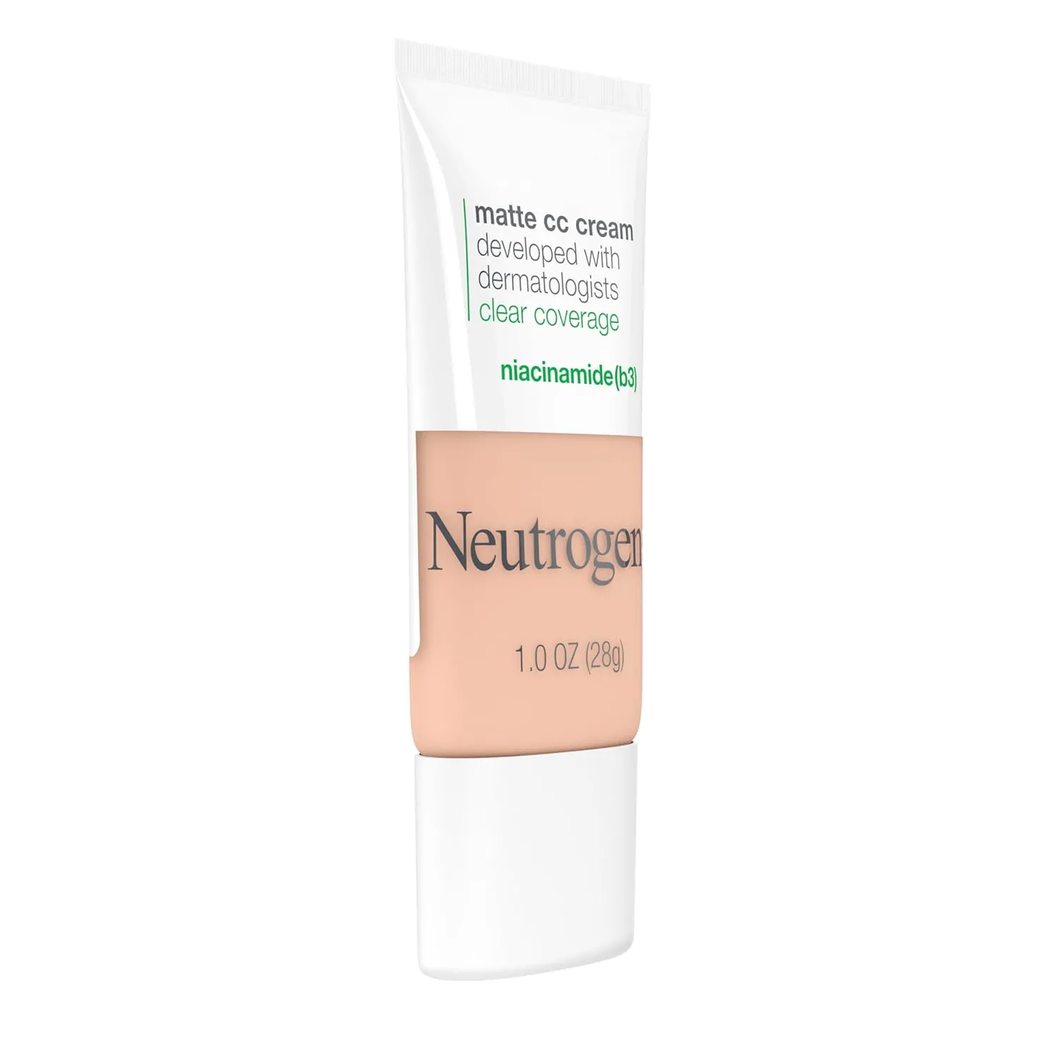Neutrogena Clear Coverage Flawless Matte CC Cream, Full-Coverage Color Correcting Cream Face Makeup with Niacinamide (b3), Hypoallergenic, Oil Free & Fragrance Free, Alabaster, 1 oz