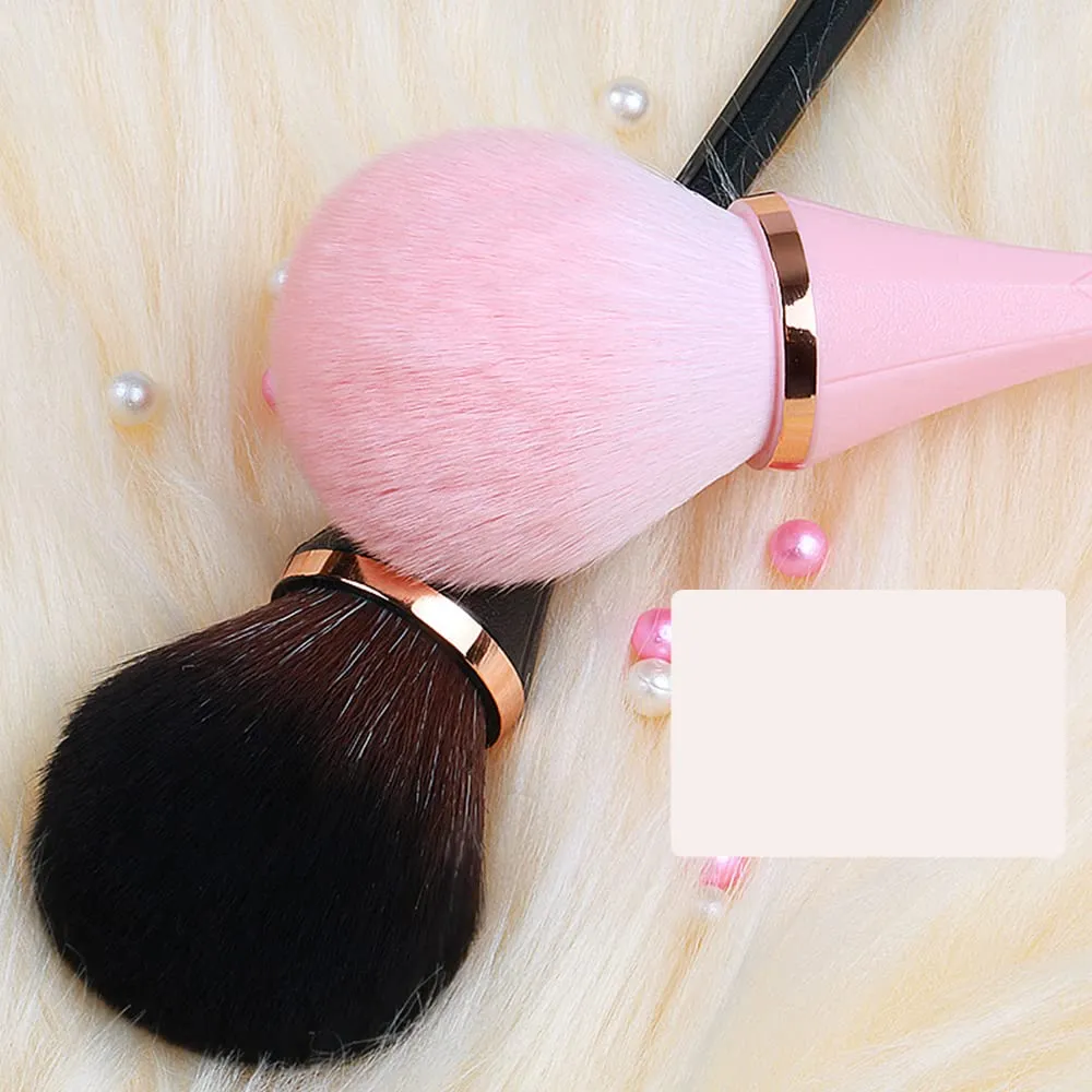 New Makeup Brush Single Genuine Leather Texture Soft Hair Large Small Waist Blush Loose Powder Brush Makeup Brush Beauty Brush Single Makeup Brush Pink and Black Colors Contouring Brush (black)