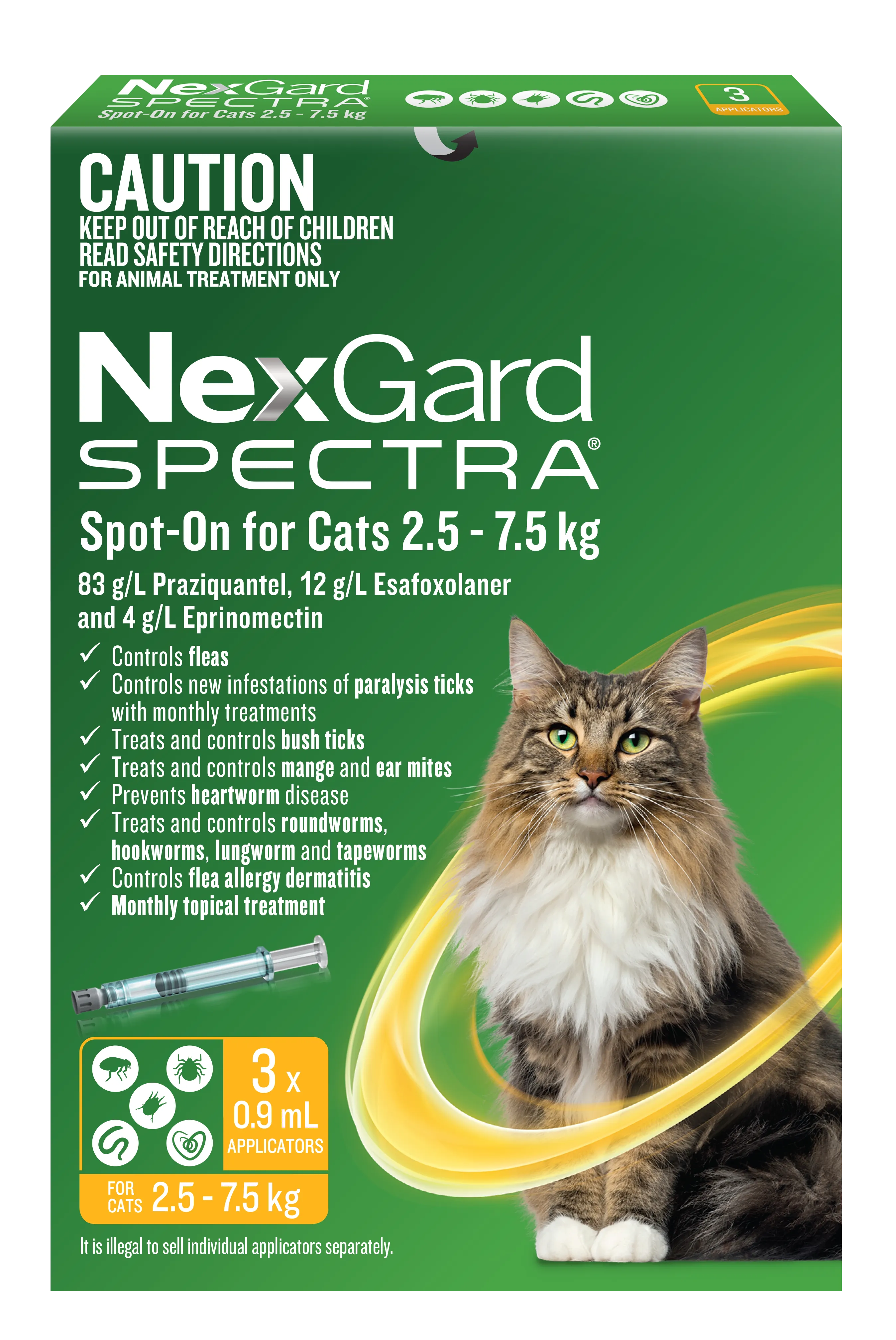 NexGard Spectra - Spot-on for Cats (2.5-7.5kg) (6pk)