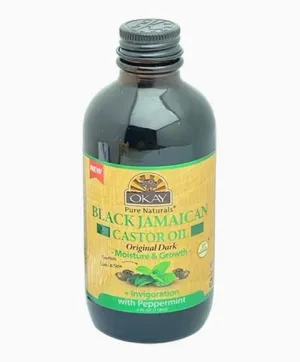 Okay Black Jamaican Original Dark Castor Oil With Peppermint