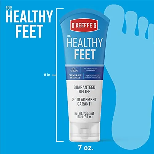 O'Keeffe's Healthy Feet Foot Cream, Relieves and Repairs Extremely Dry Cracked Feet, Instantly Boosts Moisture, 7 oz / 198 g, Tube, (Pack of 1) 106397, white