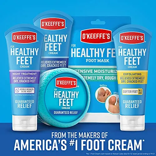 O'Keeffe's Healthy Feet Foot Cream, Relieves and Repairs Extremely Dry Cracked Feet, Instantly Boosts Moisture, 7 oz / 198 g, Tube, (Pack of 1) 106397, white