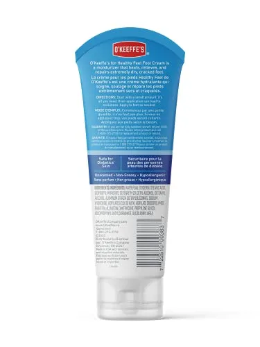 O'Keeffe's Healthy Feet Foot Cream, Relieves and Repairs Extremely Dry Cracked Feet, Instantly Boosts Moisture, 7 oz / 198 g, Tube, (Pack of 1) 106397, white