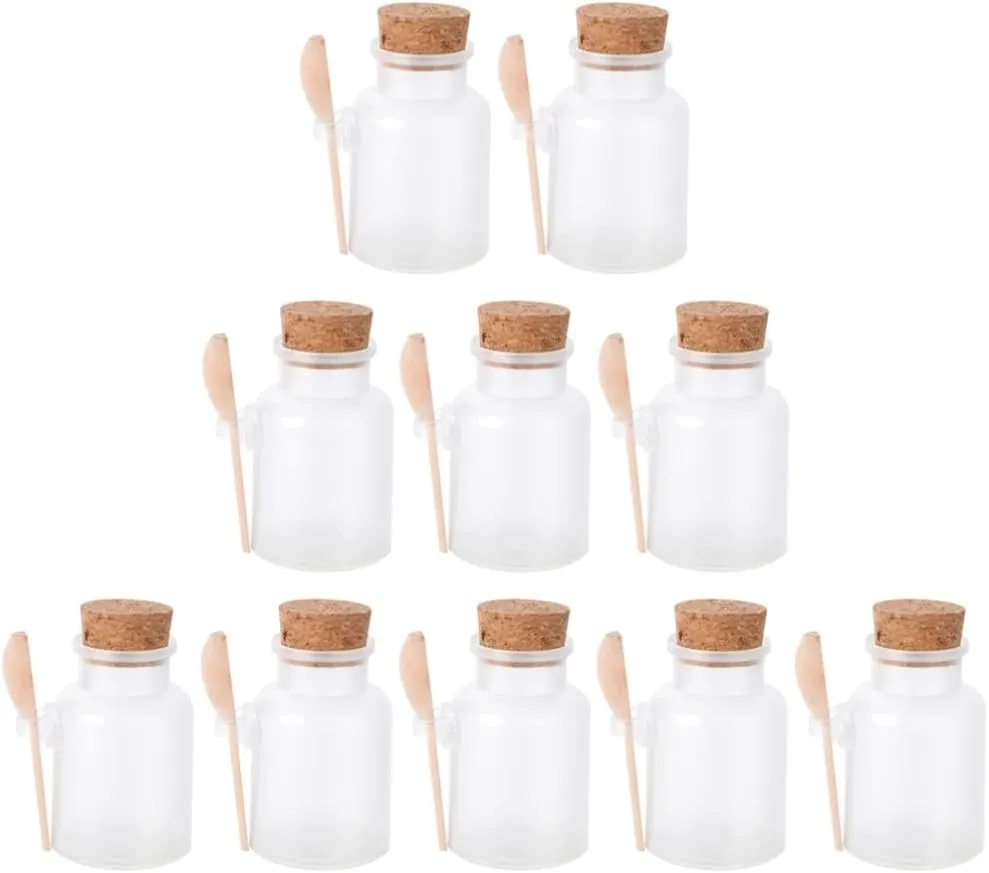 Operitacx 10pcs Travel Storage Bottles Cork for Talcum Powder Cosmetic Containers for Bath Salt Jars for Skincare and Travel Essentials