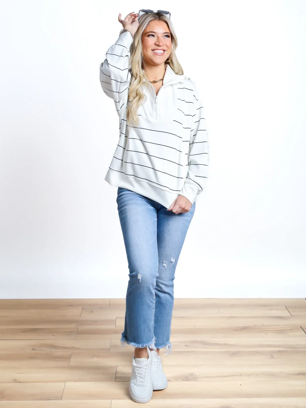 Outside The Lines Quarter Zip Mock Neck Pullover