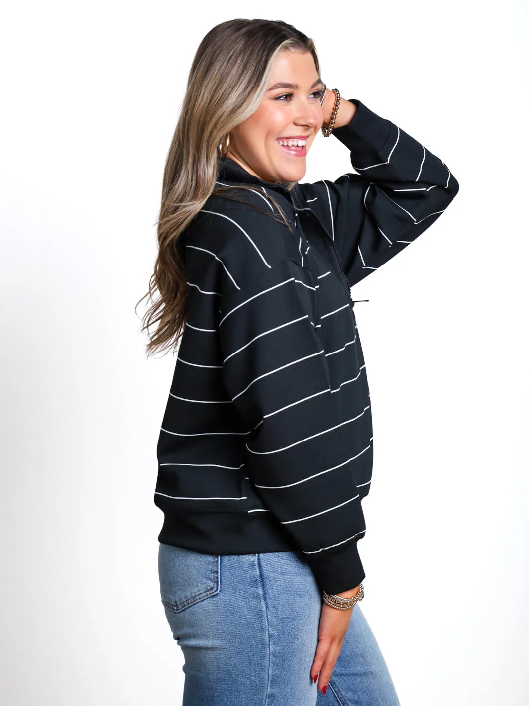 Outside The Lines Quarter Zip Mock Neck Pullover