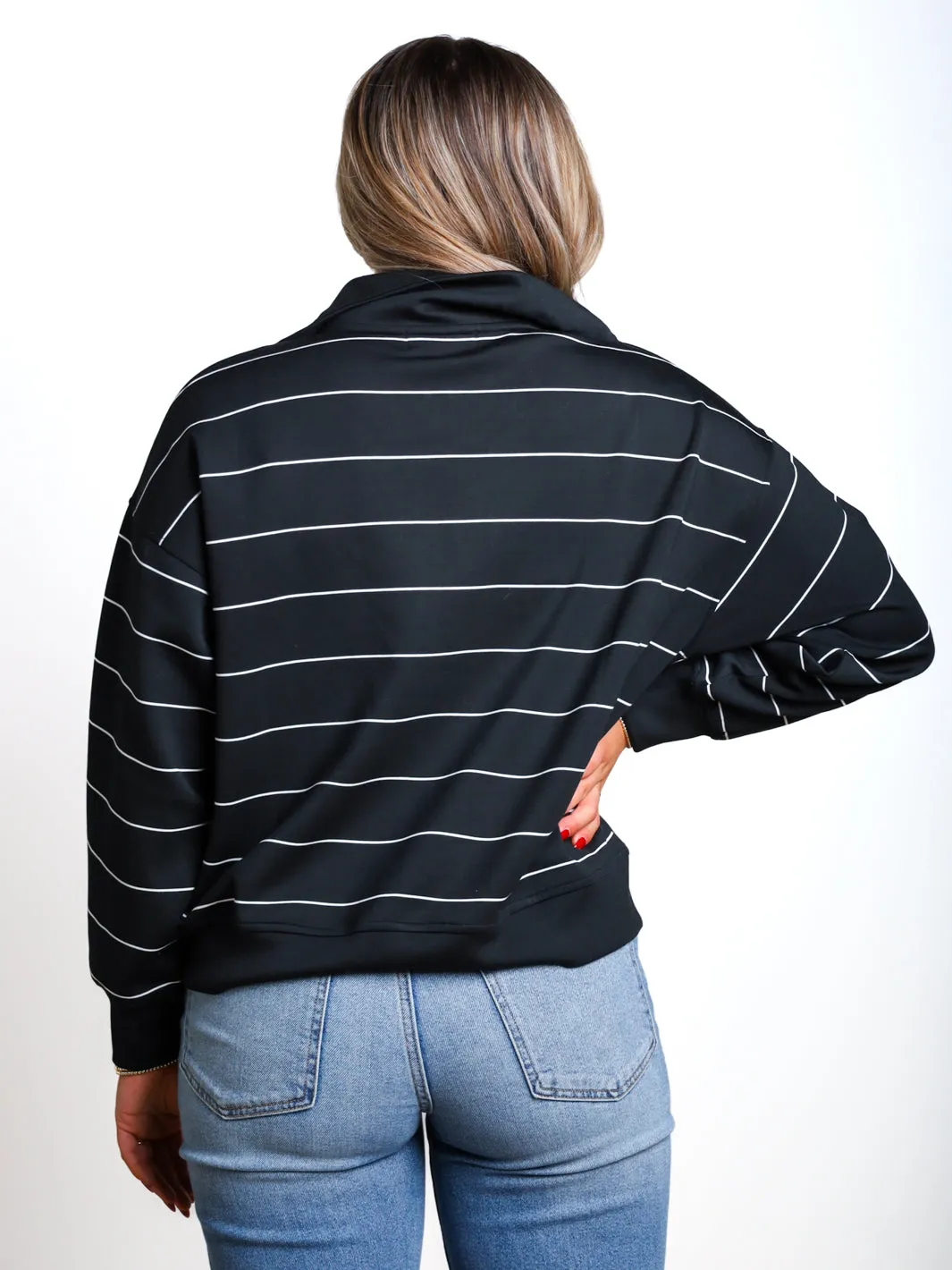 Outside The Lines Quarter Zip Mock Neck Pullover