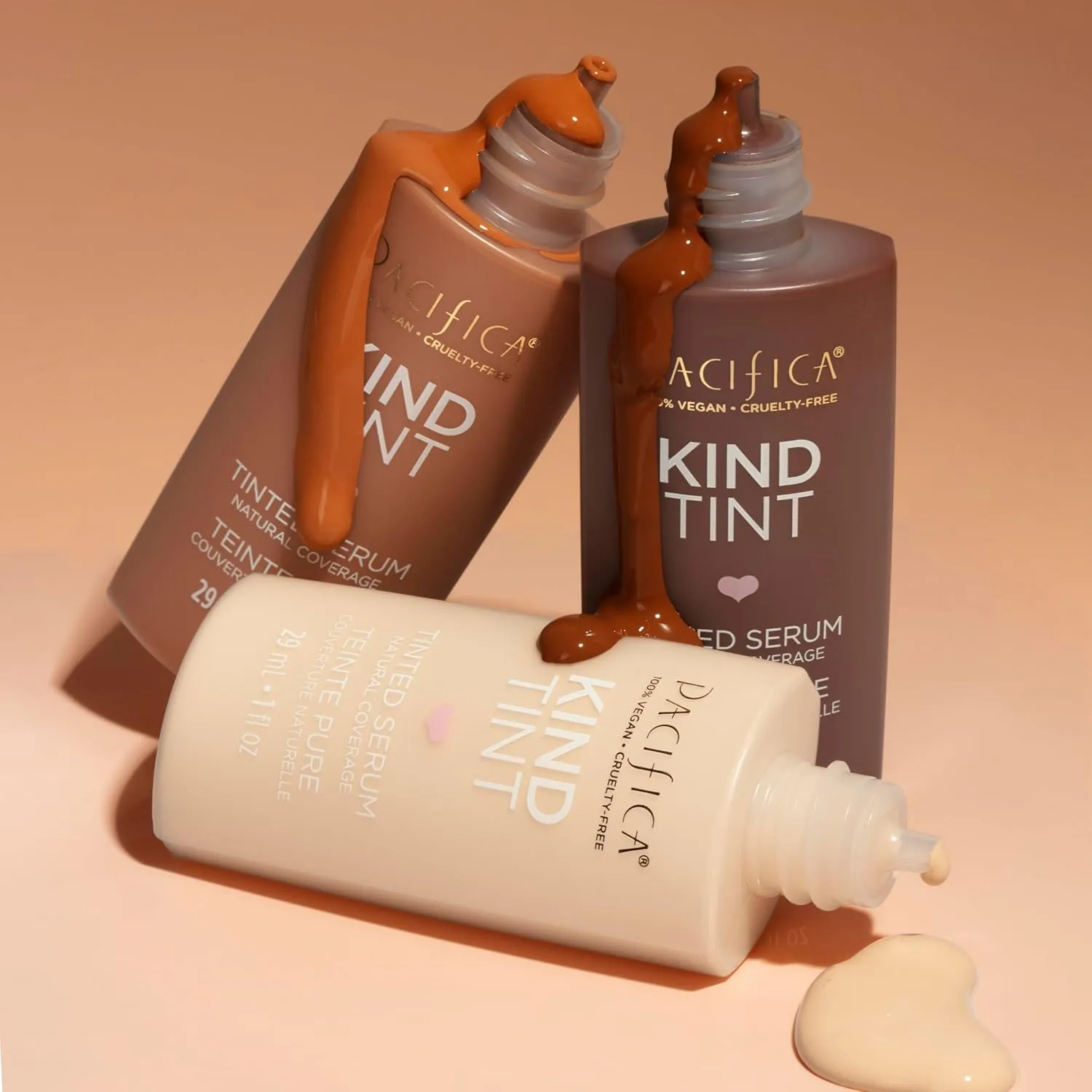 Pacifica Tinted Moisturizer  Kind Tint Serum, Lightweight Hydrating Foundation with Vegan Collagen & Hyaluronic Acid for Dewy Glow, Buildable Coverage, Vegan, 1 fl oz (Shade 19)