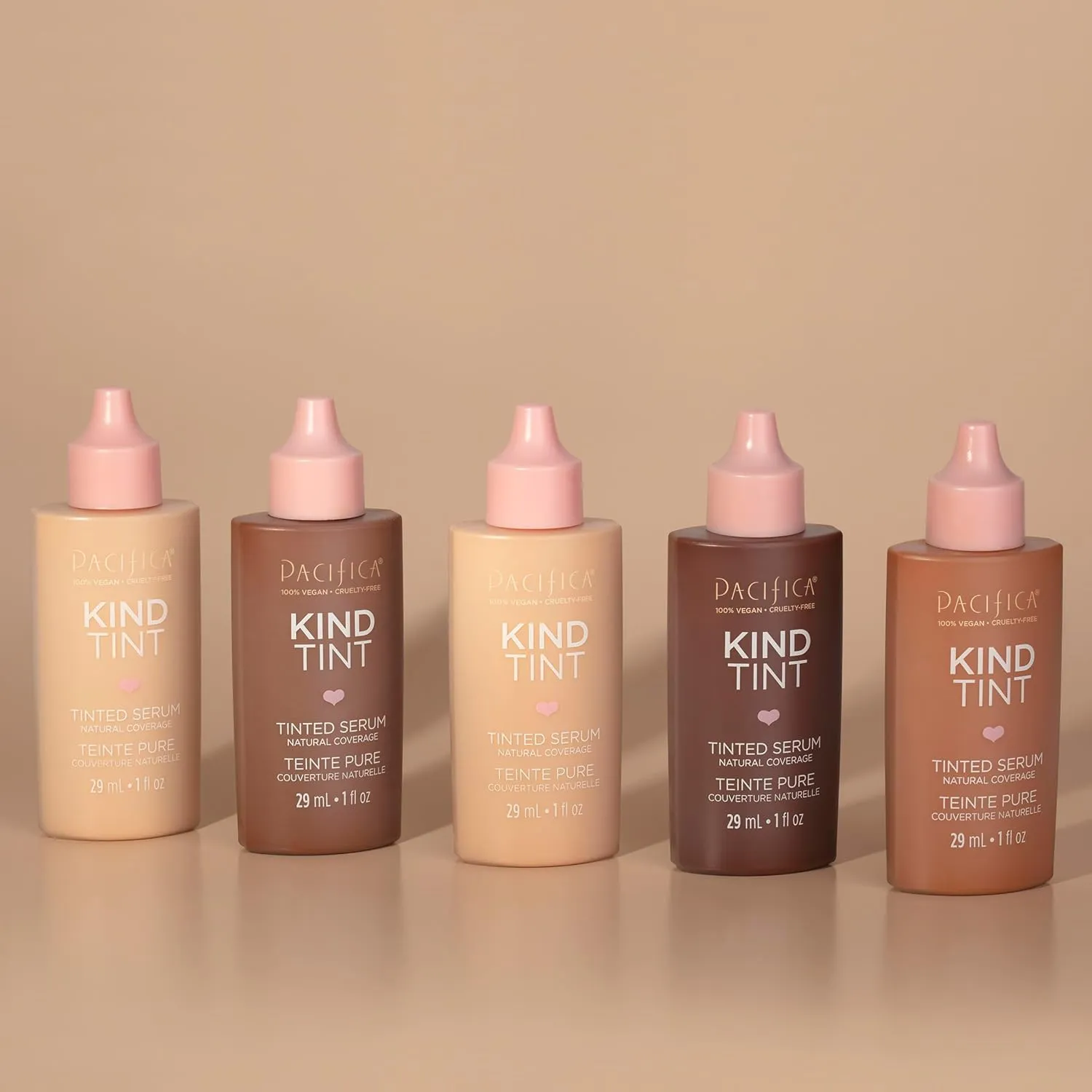Pacifica Tinted Moisturizer  Kind Tint Serum, Lightweight Hydrating Foundation with Vegan Collagen & Hyaluronic Acid for Dewy Glow, Buildable Coverage, Vegan, 1 fl oz (Shade 19)