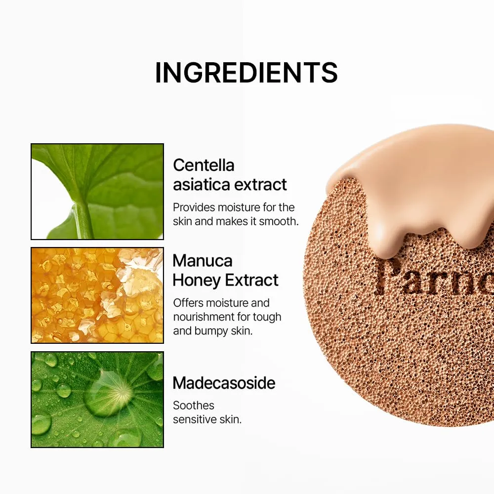Parnell Cicamanu Serum Cushion - Moisturizing Foundation for Soothing, Coverage, Glass Skin and Lightweight for Sensitive and Dry Skin Pearl Skin (0.52 Fl Oz) (13C)