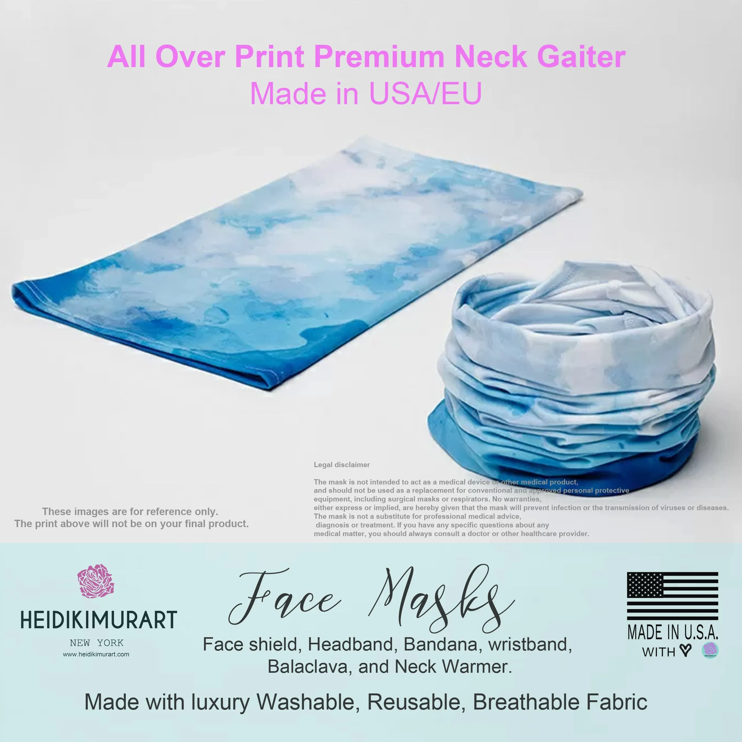 Pastel Blue Plaid Neck Gaiter, Tartan Print Reusable Washable Face Mask-Made in USA/EU