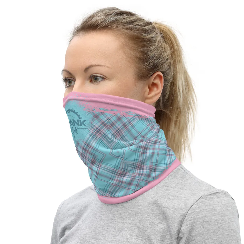 Pink & Aqua Plaid Face Mask / Neck Gaiter / Headband
