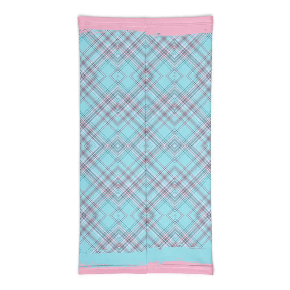 Pink & Aqua Plaid Face Mask / Neck Gaiter / Headband