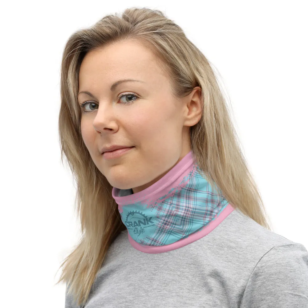 Pink & Aqua Plaid Face Mask / Neck Gaiter / Headband