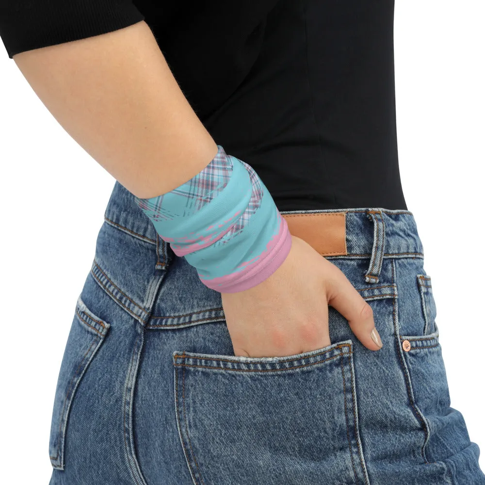 Pink & Aqua Plaid Face Mask / Neck Gaiter / Headband