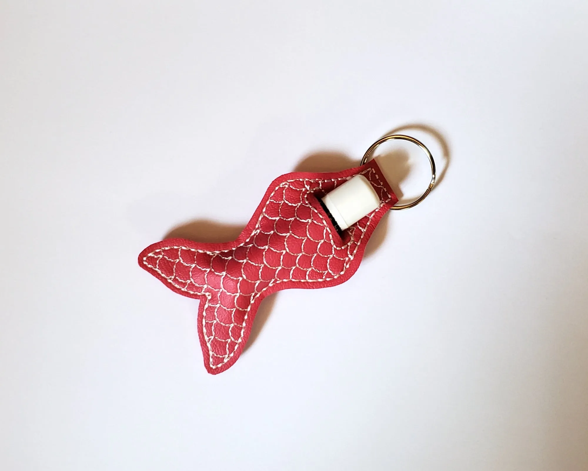 Pink Mermaid Lip Balm Holder Keychain