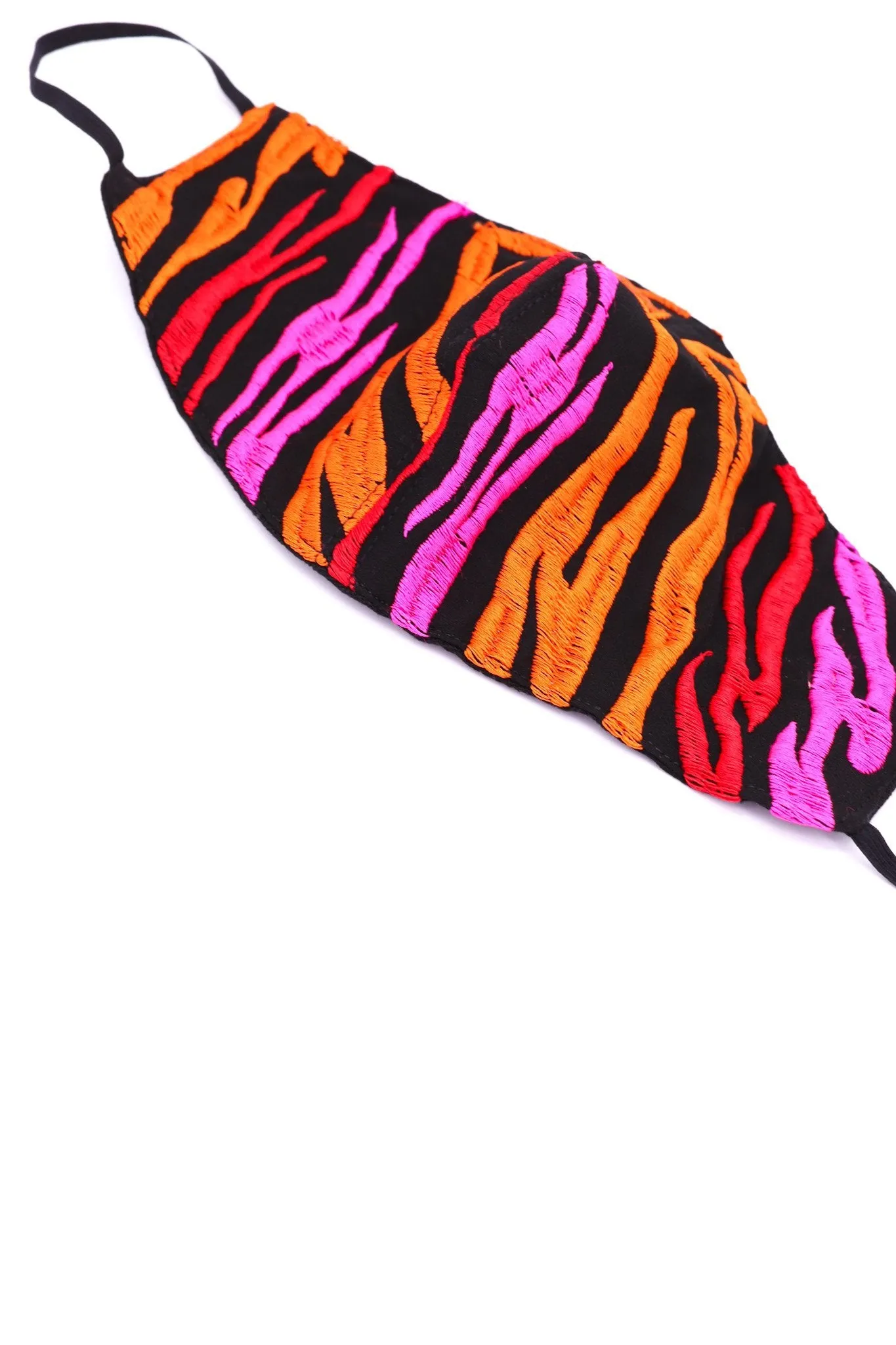 PINK ORANGE RED EMBROIDERED CHIFFON SILK FACE MASK PRIYANKA