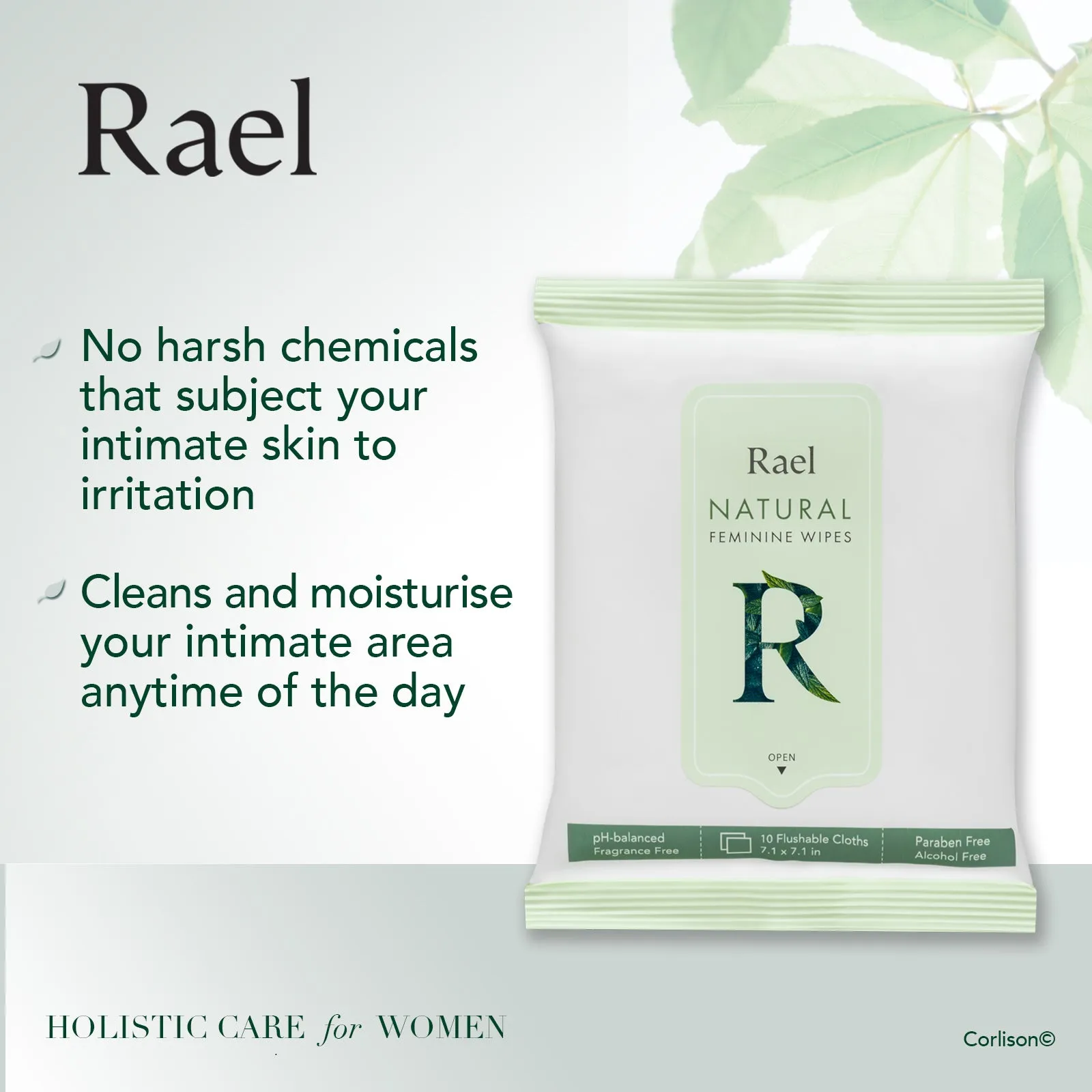 Portable Natural Feminine Wipes 10s