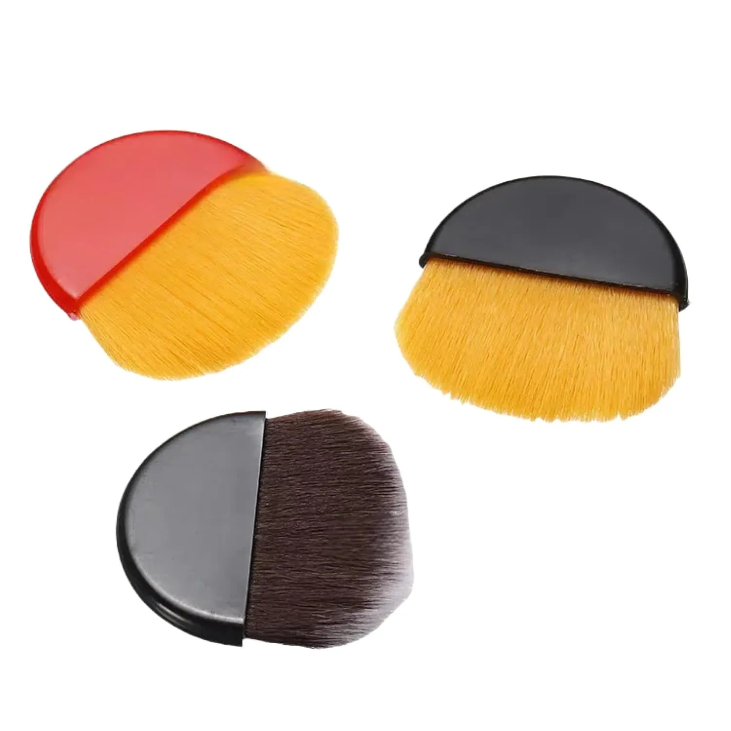 Portable Semi-Circular Flat Blush Brush Nylon Hair Powder Moon Brush