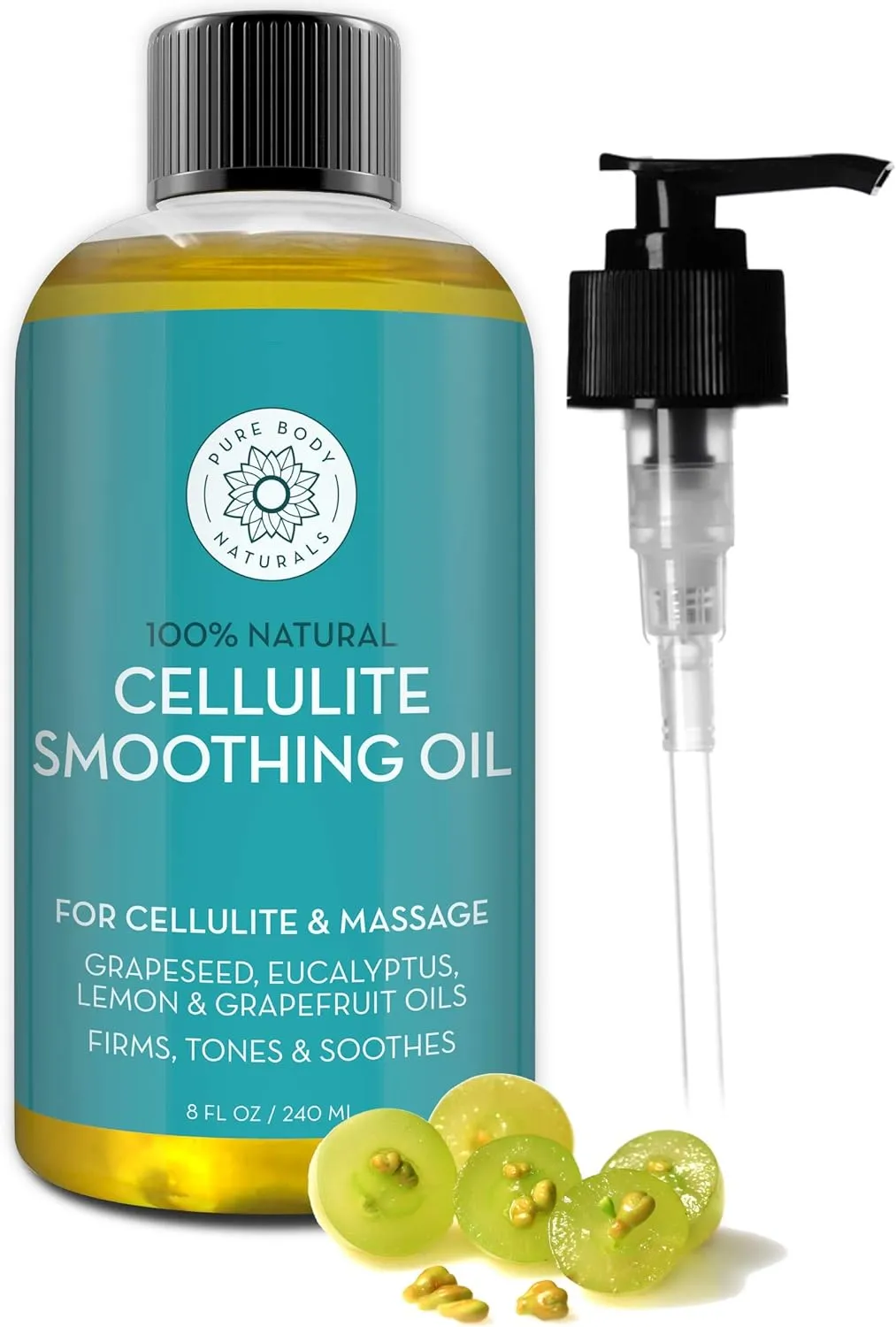 Pure Body Chemical Free 100% Natural Cellulite Massage Oil for Thighs and Butt 240ml
