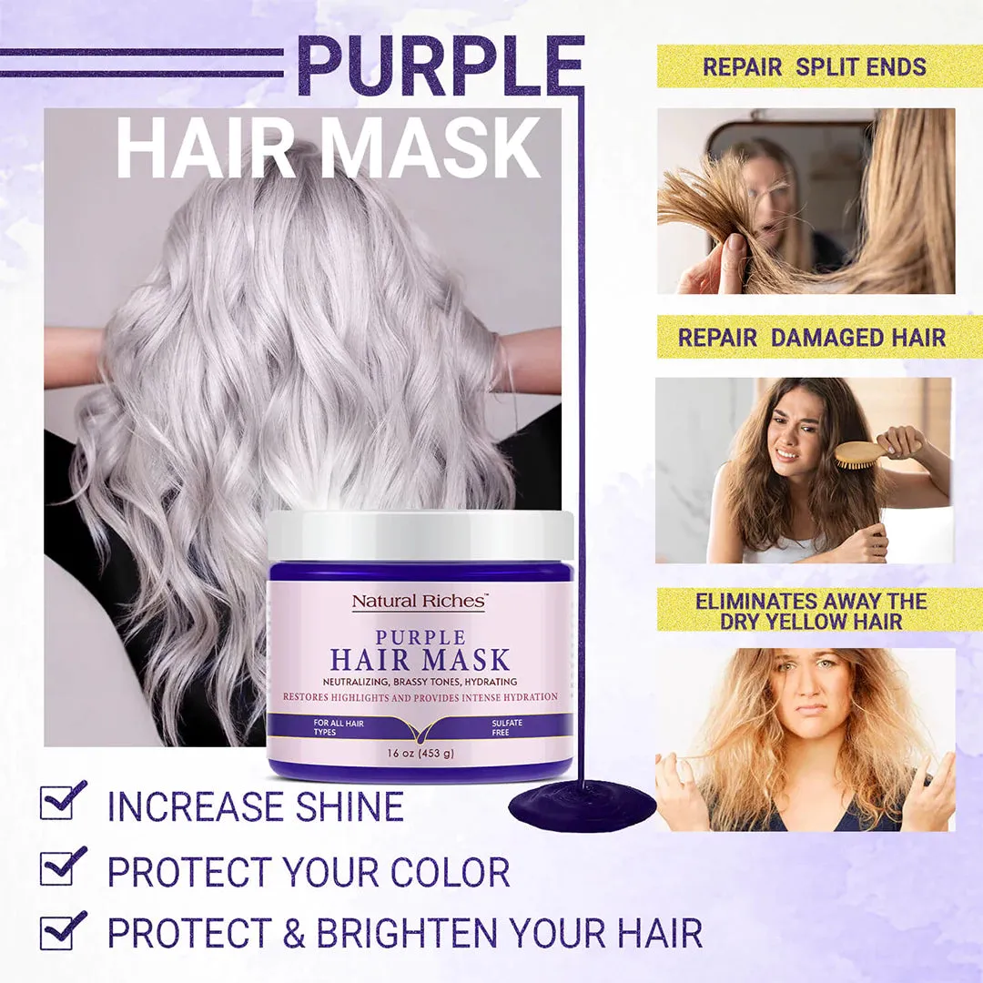 Purple Hair Mask - For Blonde, Bleached, Platinum, Silver Hair