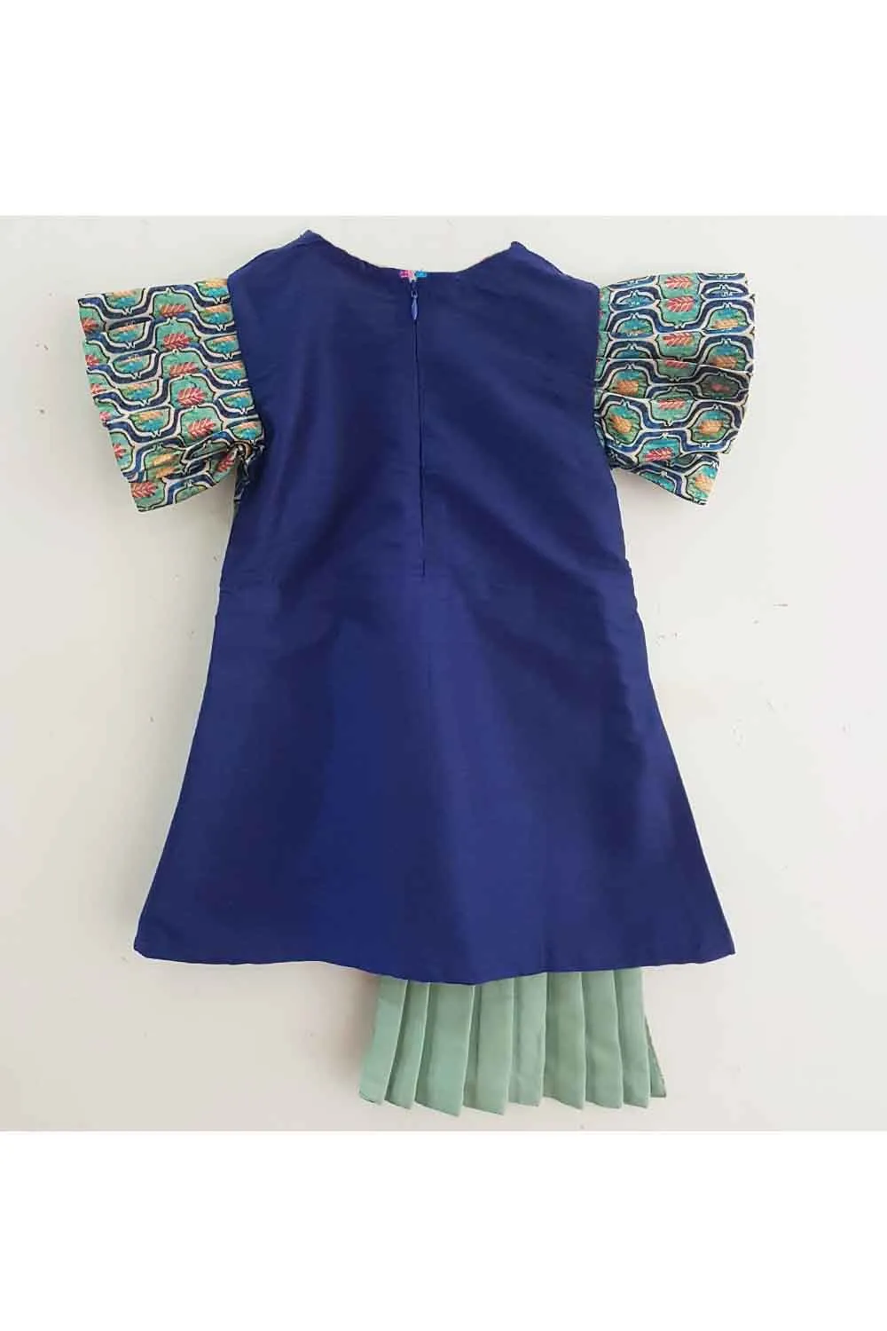 Royal navy blue printed top and pant with mask