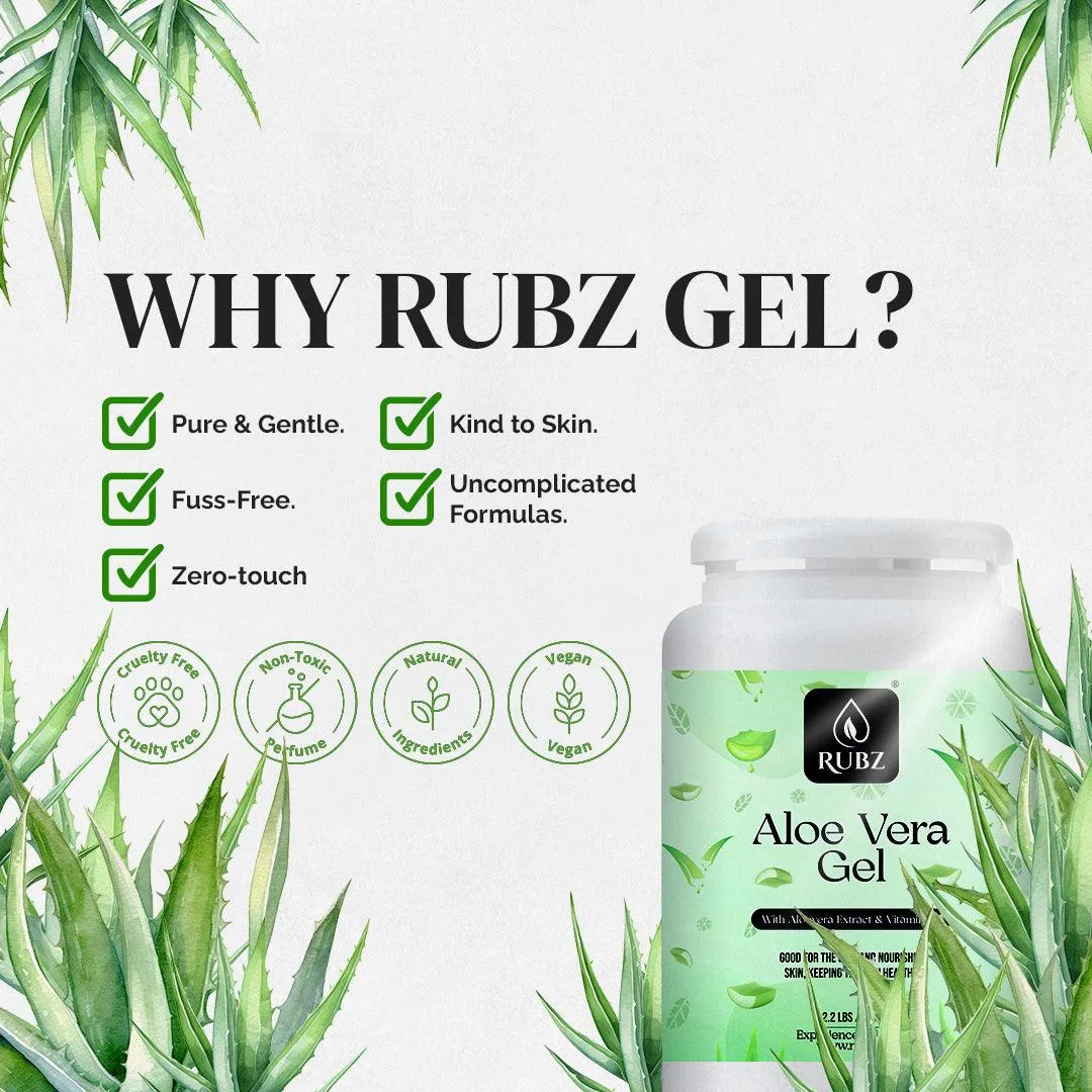 Rubz 100% Pure Natural Aloe Vera Gel 1 Kg | Transperant Gel for Skin, Face, Acne Scars, Hair Care, Body Moisturizer & Dark Circles | For Spa, Salon, Family