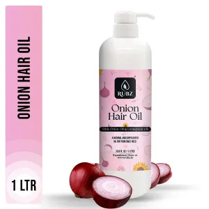 Rubz Onion Hair Oil | Enriched with Onion Oil & Fenugreek Extract | For Healthy Hair & Scalp Nourishment | 1 Litre