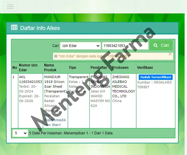 Silicone Scar Sheets Mandjur - Plaster penghilang bekas luka keloid - Transparant