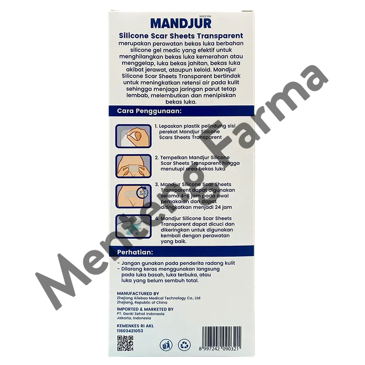 Silicone Scar Sheets Mandjur - Plaster penghilang bekas luka keloid - Transparant