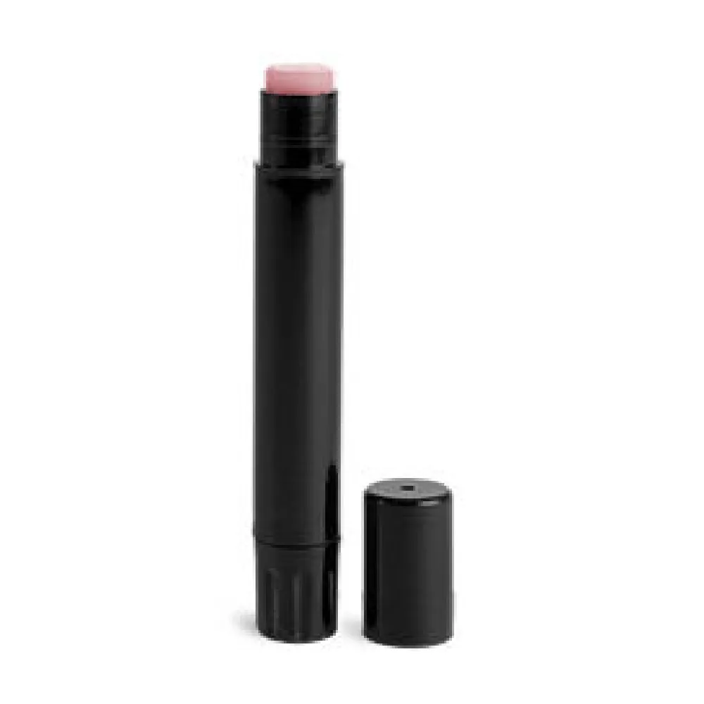 Slim Line Lip Balm Tube w/ Cap - Black - .07 oz