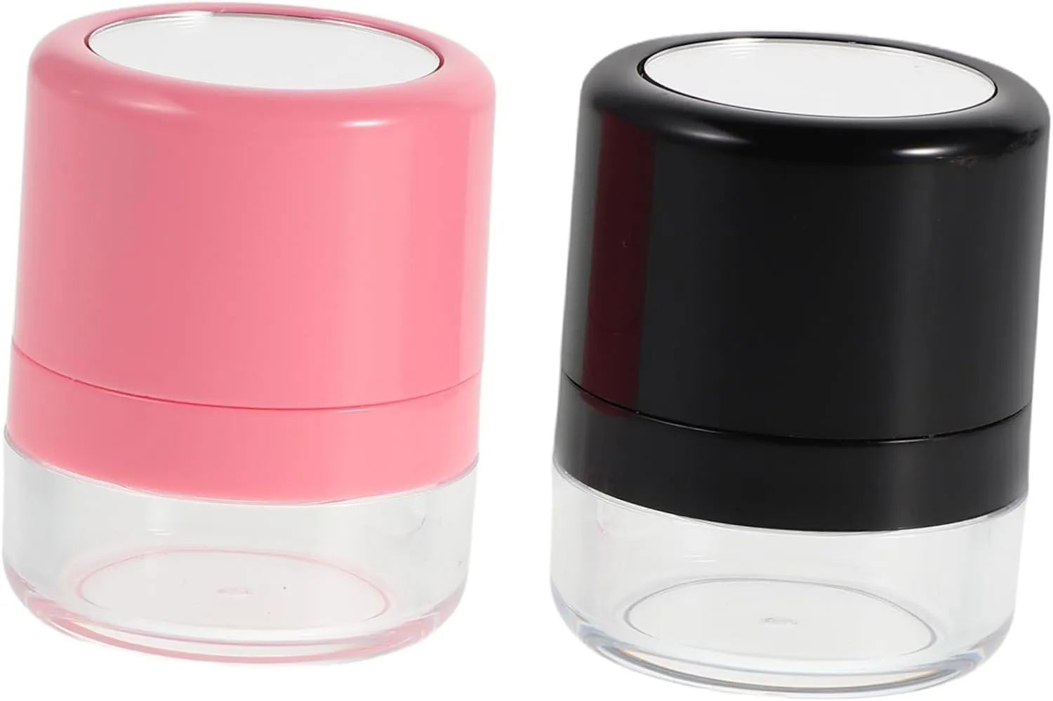 SOIMISS Empty Makeup Powder Container 2pcs Fluffy Powder Puff Box with Mirror Reusable for Travel