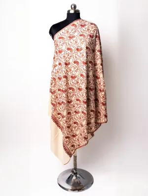 Sozni Blossom Whisper Hand Embroidered Pashmina Shawl