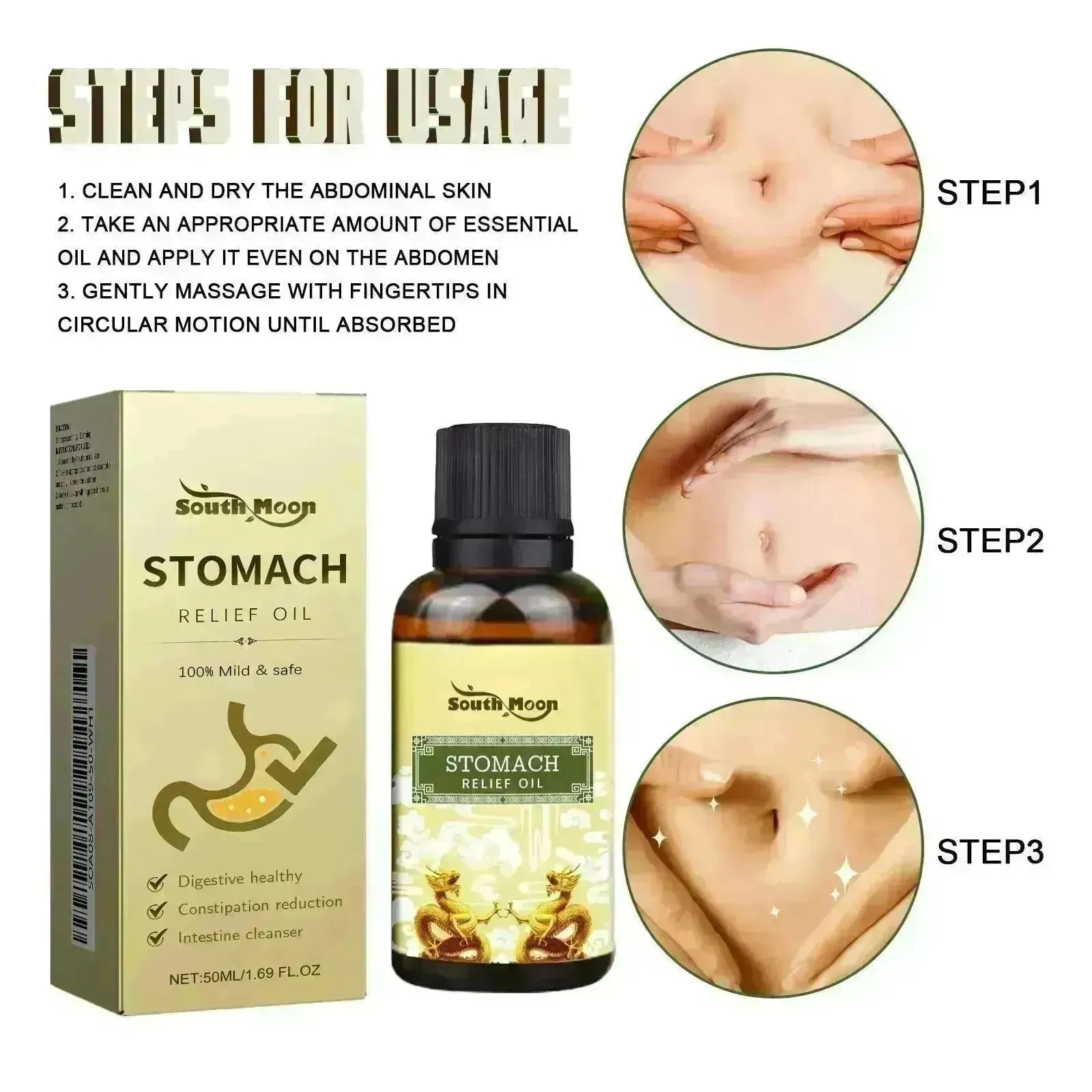 Stomach Relief Oil | Abdominal Soothing Olive, Rose and Grape Seed Oils -Increase Appetite and Reduce Belly Fat Supply for Women and Teen Girls