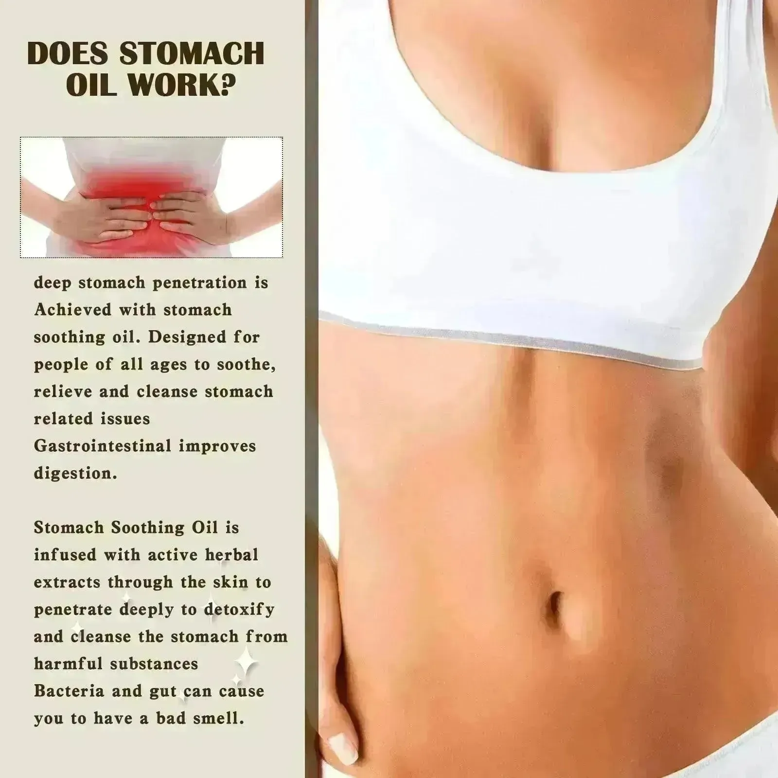 Stomach Relief Oil | Abdominal Soothing Olive, Rose and Grape Seed Oils -Increase Appetite and Reduce Belly Fat Supply for Women and Teen Girls