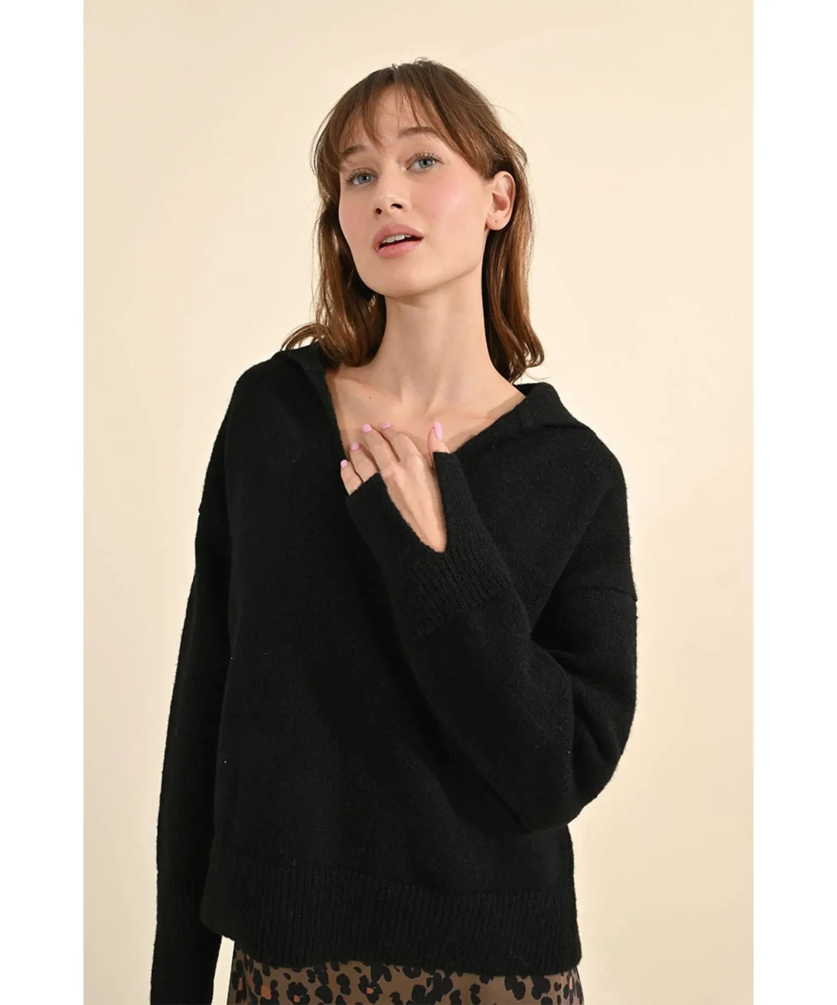 Sydney Collared Sweater - Black
