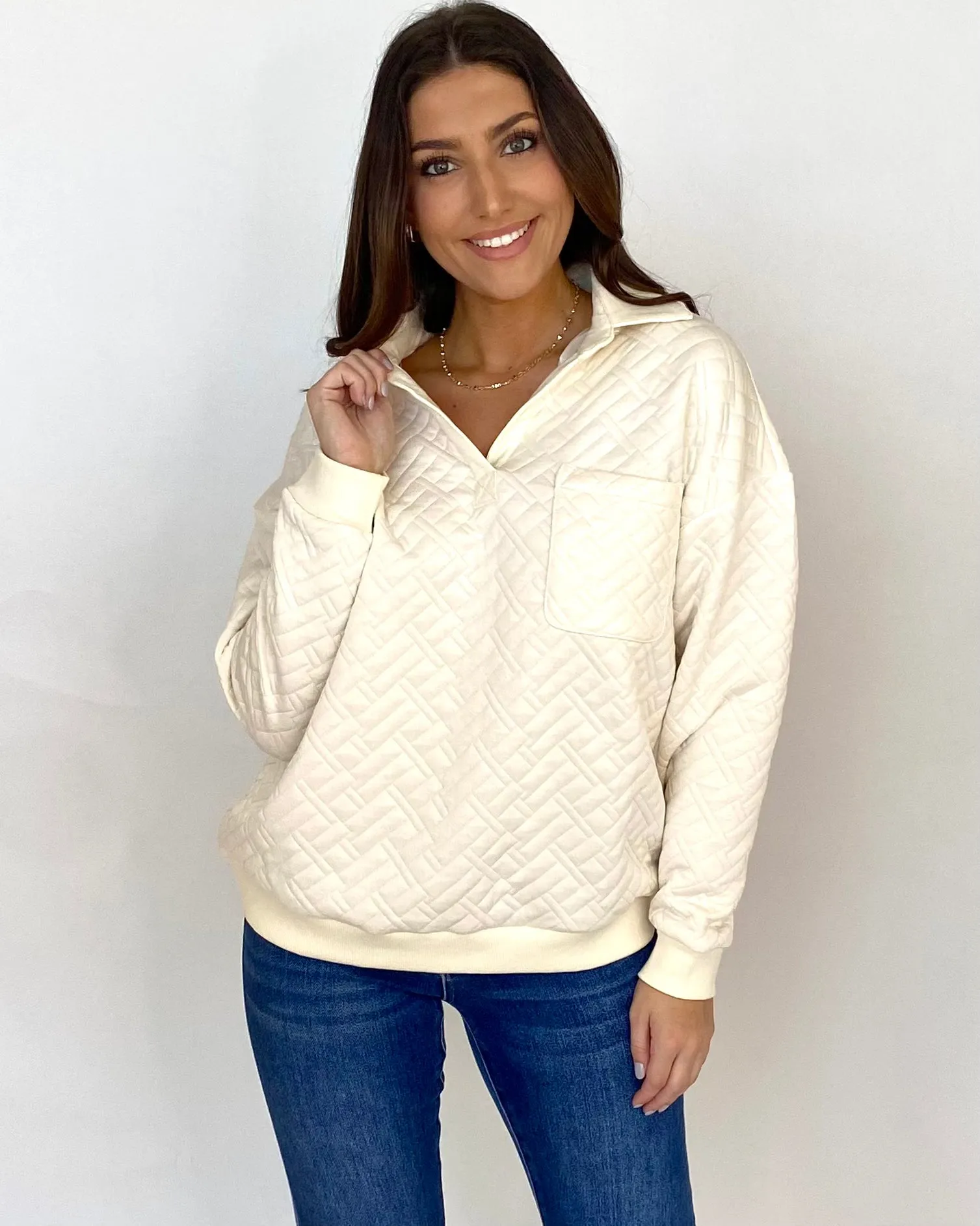 Take Sides Cream Quilted Top