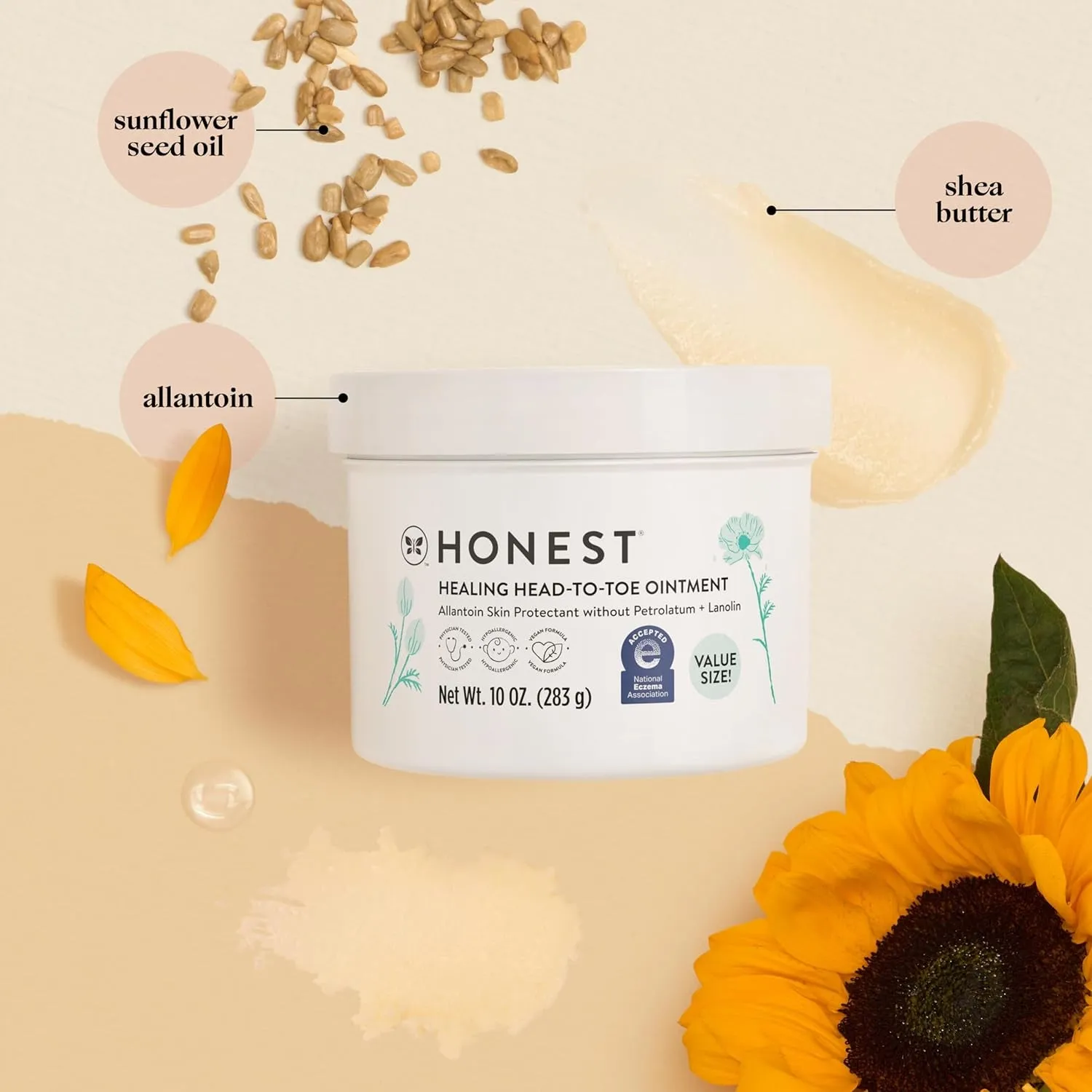 The Honest Company Head-To-Toe Ointment - Allantoin-Powered, Hypoallergenic, Vegan - 10 oz Value Size
