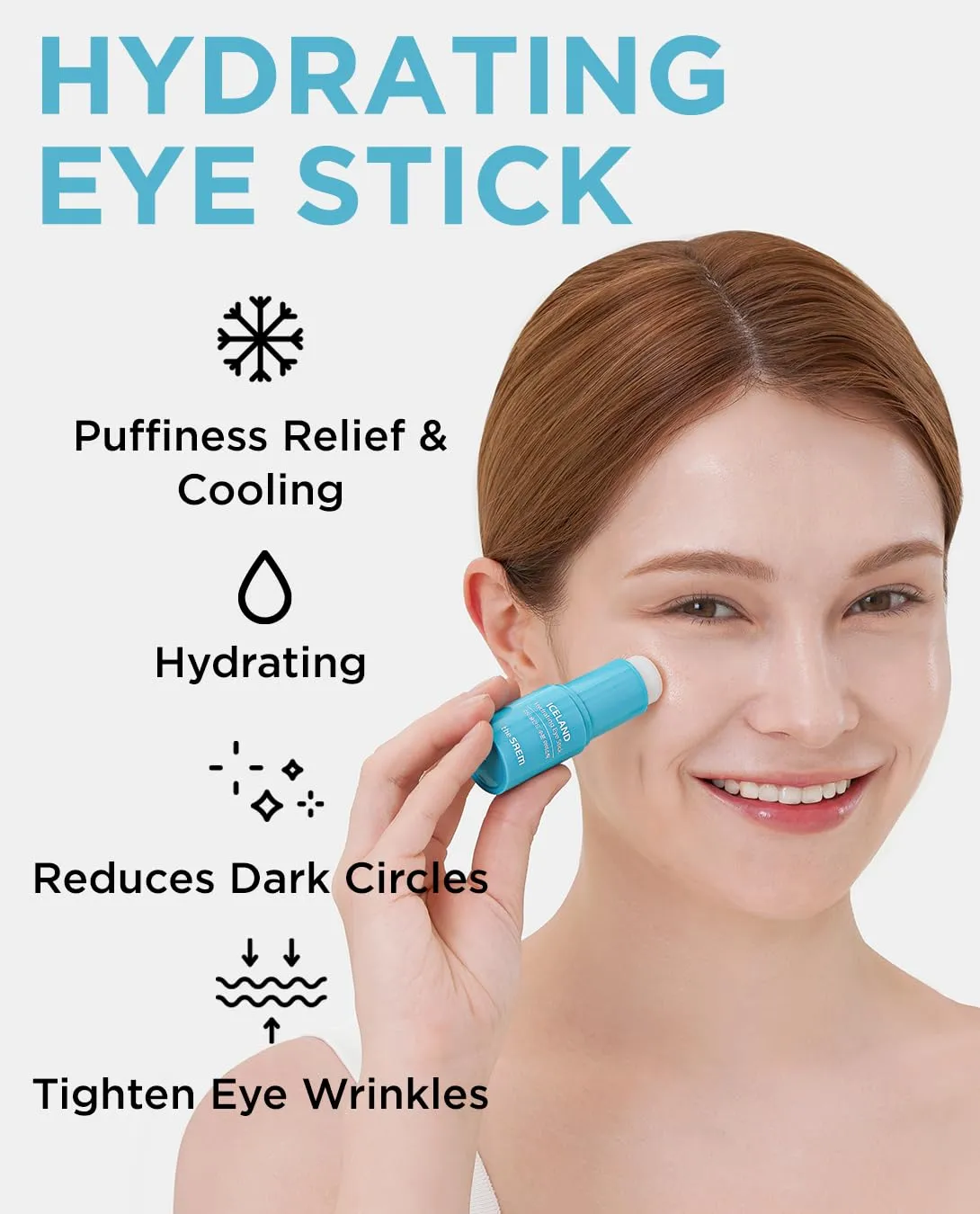 The SAEM Iceland Hydrating Eye Stick 0.24oz - Cooling Eye Balm for Dark Circles and Puffiness  Under Eye Treatment - Reduce Wrinkles and Moisturizing - Minimize Dark & Puffy Eyes - Aqua Scent