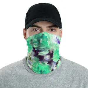 Turquoise Blue Floral Face Cover, Headbands Bandana Neck Gaiter Warmer-Made in USA/EU