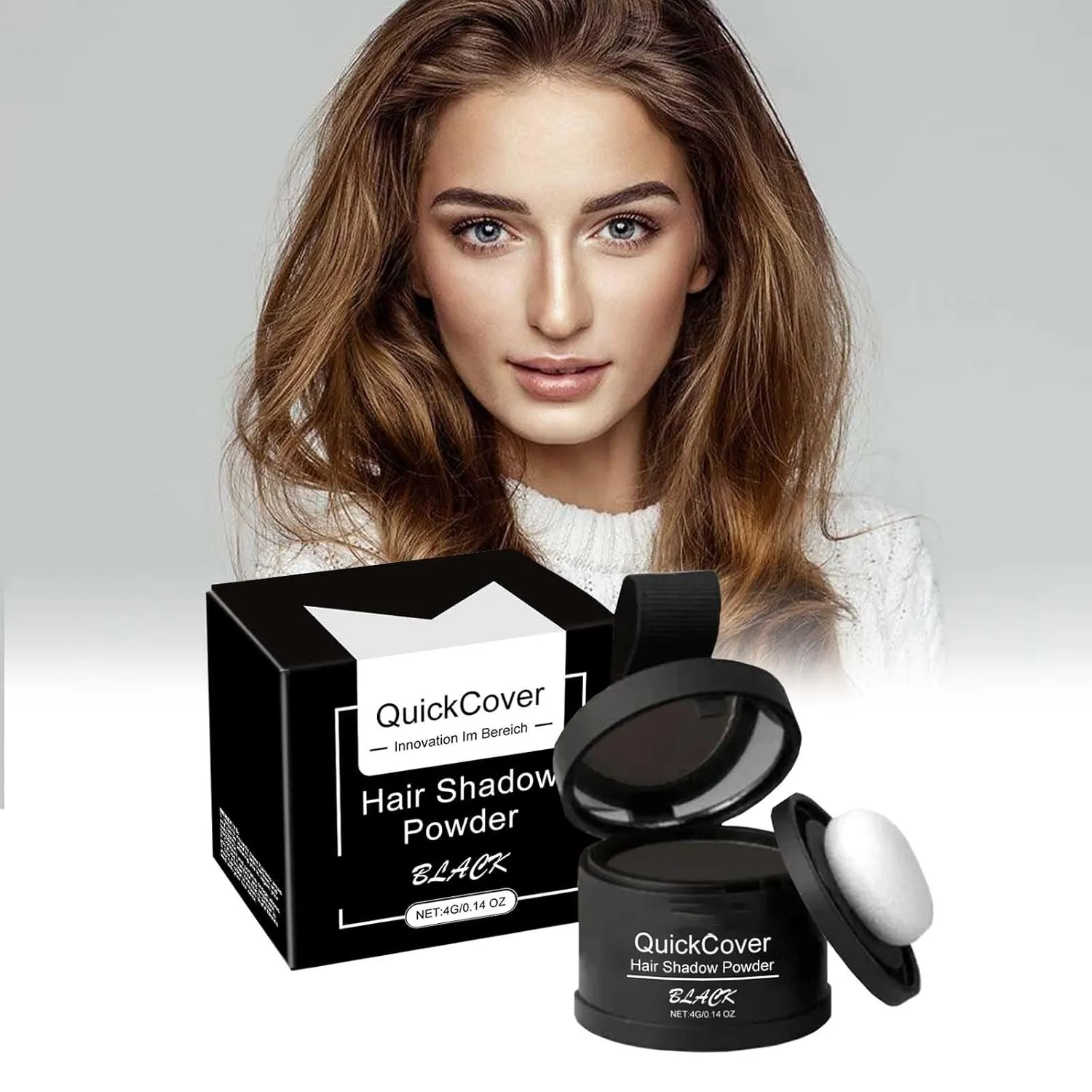 Veinsgrain Hair Color, Root Cover Up,Veinsgrain Hair Powder, Hair Touch Up,Hairline Shadow Powder, Root Coverup,Hair Color,Hairline Powder for Women (Black, 4g)