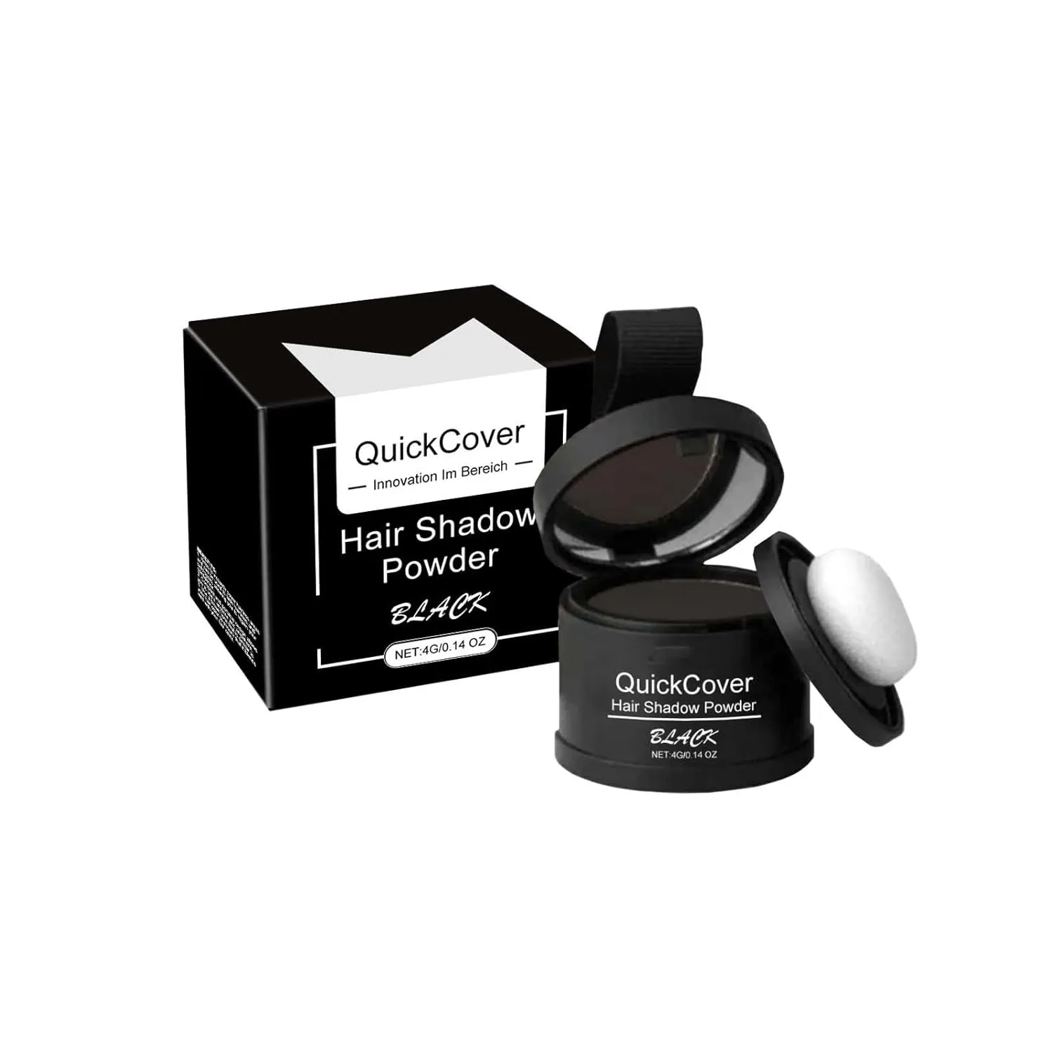 Veinsgrain Hair Color, Root Cover Up,Veinsgrain Hair Powder, Hair Touch Up,Hairline Shadow Powder, Root Coverup,Hair Color,Hairline Powder for Women (Black, 4g)