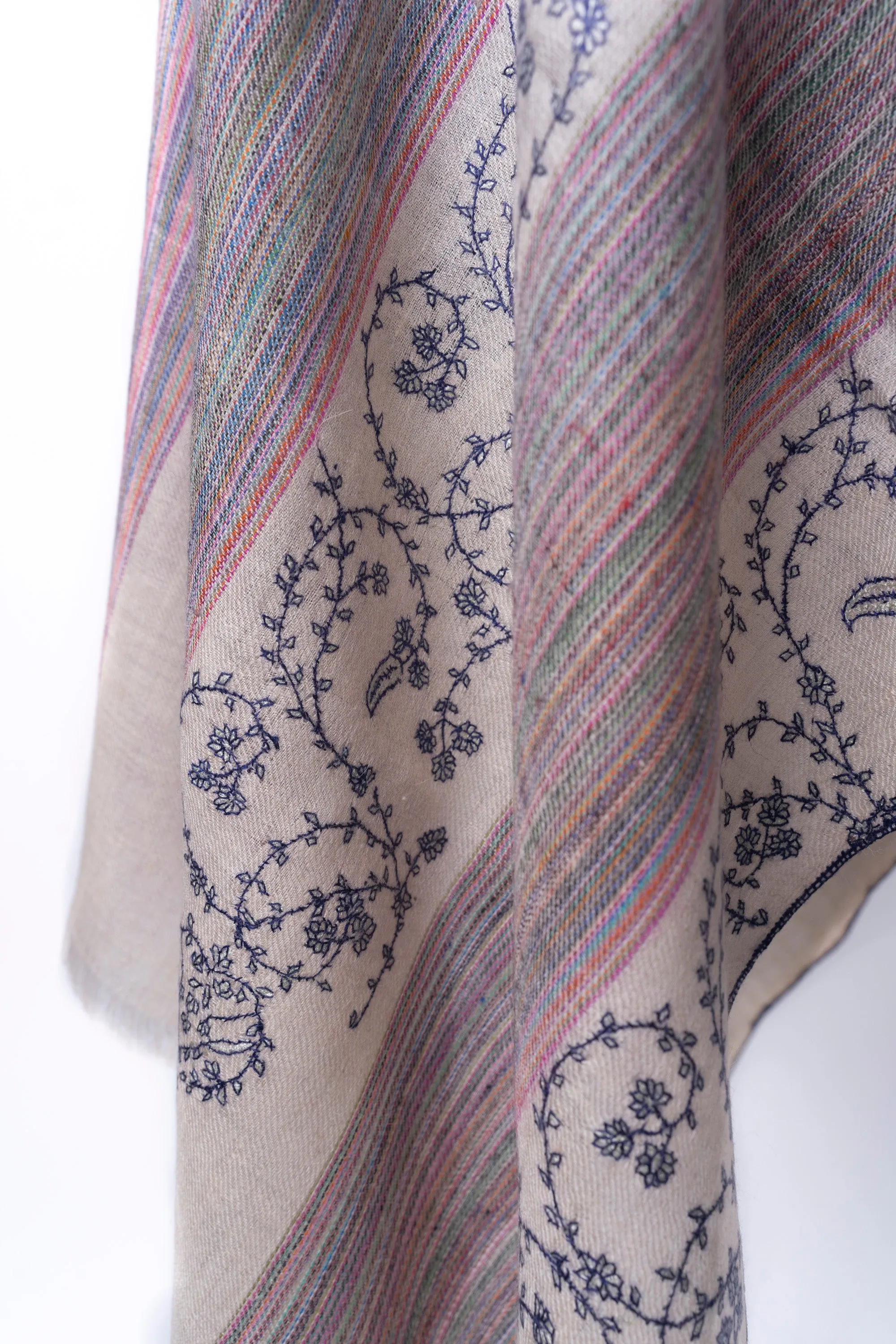 Vintage Vignette Sozni Pashmina – Hand Embroidered Heritage Scarf