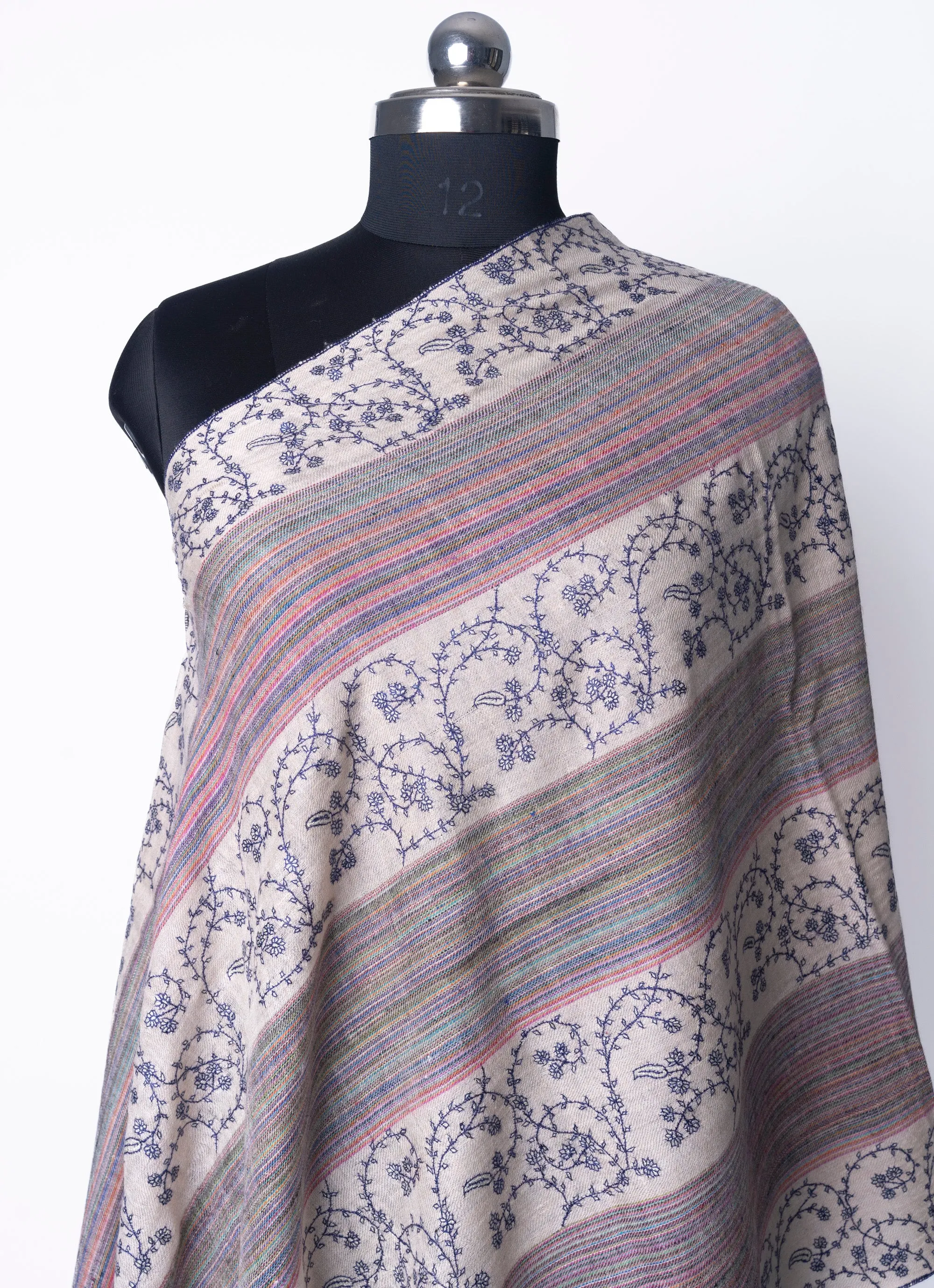 Vintage Vignette Sozni Pashmina – Hand Embroidered Heritage Scarf